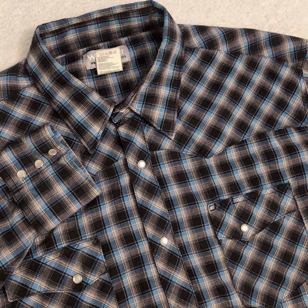 Wrangler Mens Size 2XL Multicolor Plaid Snap Button Long Sleeve Wrancher Shirt‎
